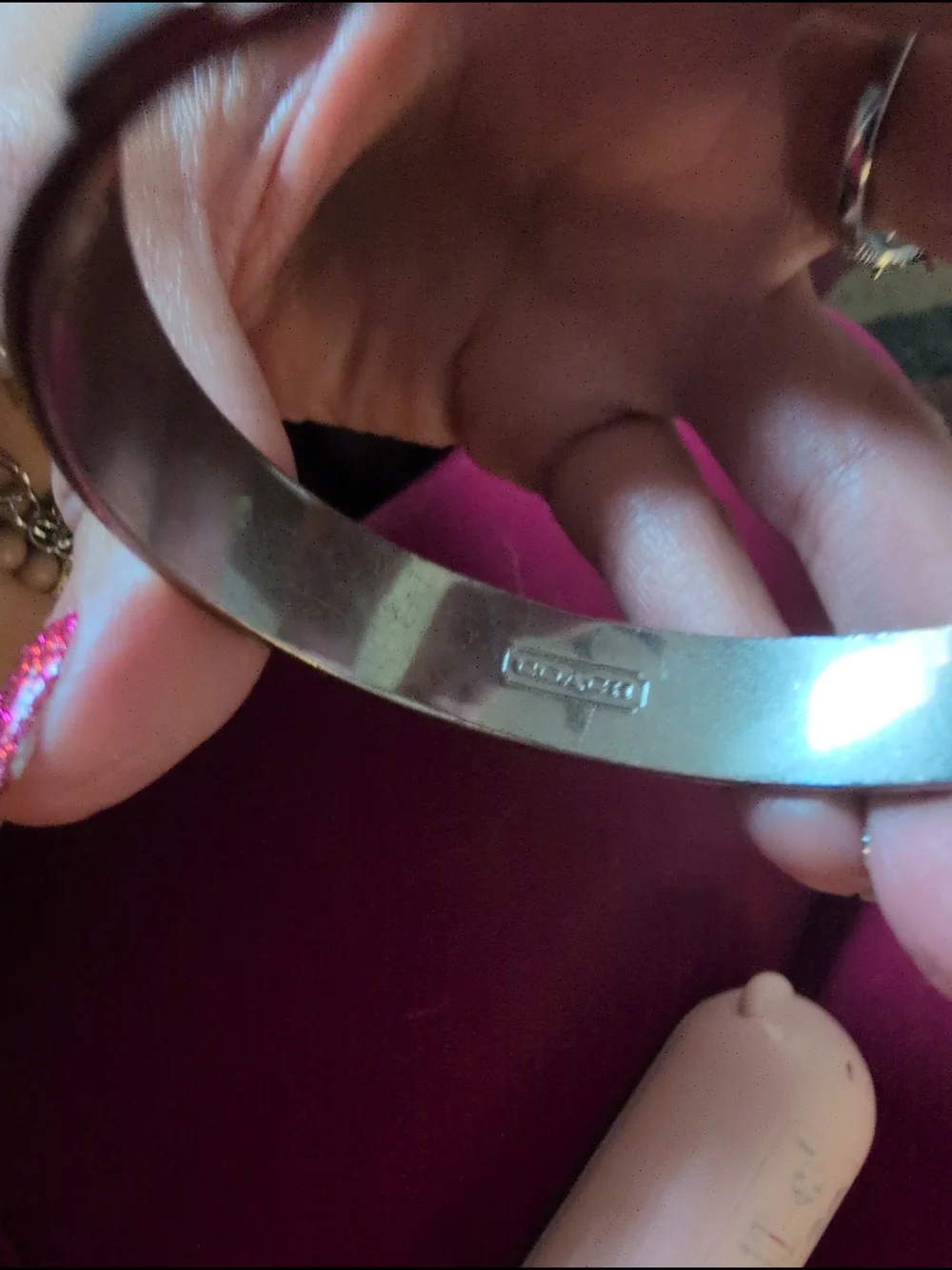 Coach Pink Heart Enamel Bangle Bracelet
